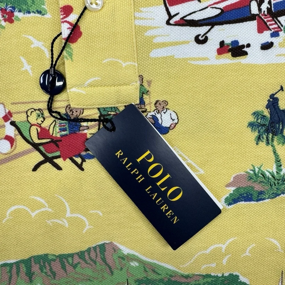 NWT Polo Ralph Lauren Polo Bear Hawaiian Tropical Aloha Polo Shirt Sz M‎ Bear
